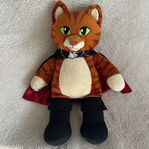 Build a Bear Workshop Puss in Boots Last Wish W/ Sound Box Cape Plush Cat